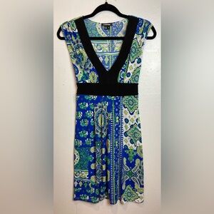 My Michelle Dress Juniors Size 3 Paisley Stretch Knit Tie Empire Waist Y2K